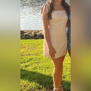 Textured Cream Mini Dress